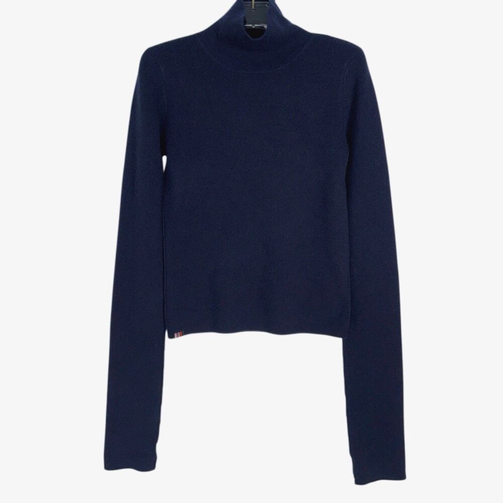 Extreme Cashmere No. 311 Skin Sweater Navy Blue OS High Neck Extra Long Sleeves